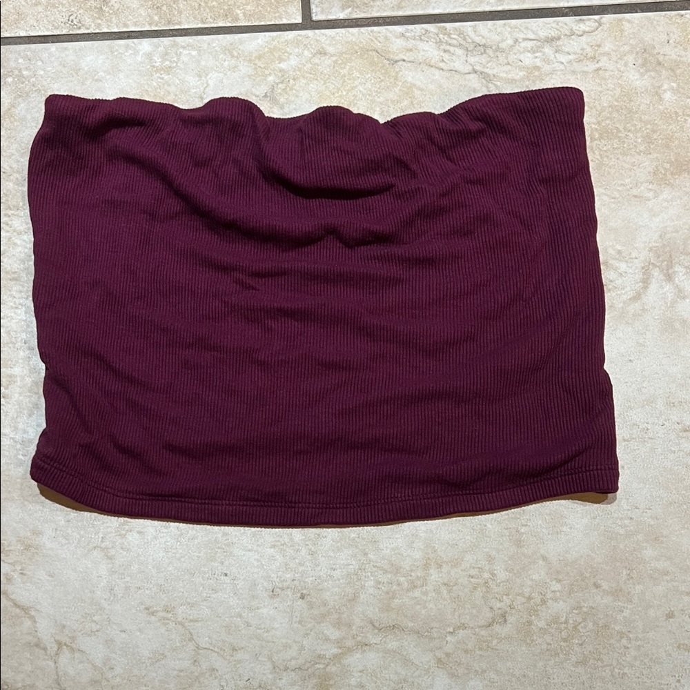 American Eagle Outfitters Burgundy Ribbed Tube Top